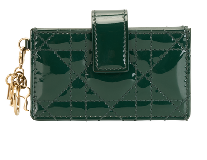 Christian Dior Lady Dior Jasmine Card Holder, &pound;220, Accessories, Green, Patent Leather, Front view